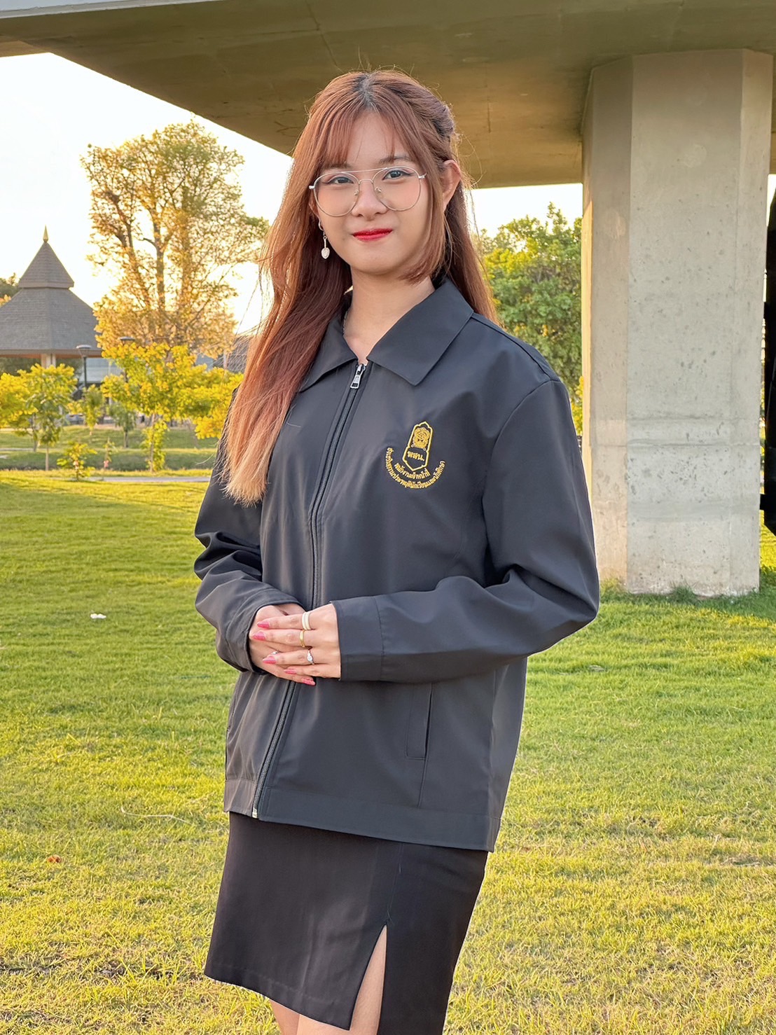 เสื้อแจ็คเก็ตพสน 390 ปักหน้าหลัง เสื้อสีดำ #เจ้าหน้าที่ส่งเสริมความประพฤตินักเรียนและนักศึกษา
